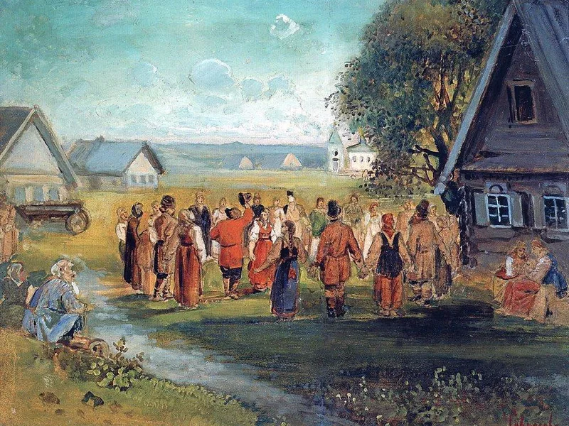 1830-Aleksej Kondrat'evič Savrasov - Danza circolare nel villaggio